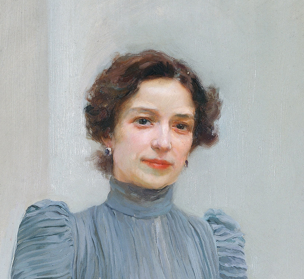 Clotilde in a Grey Dress Joaquin Sorolla